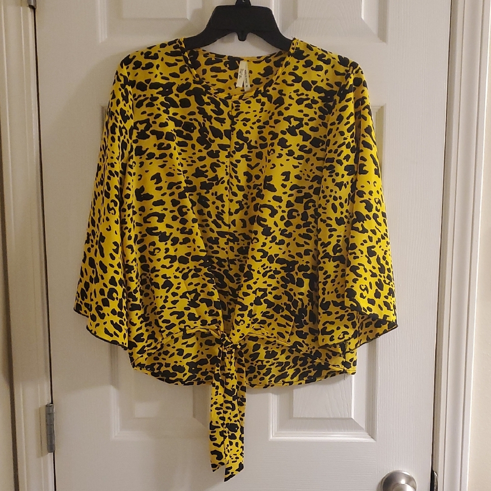 Truth Yellow and Black Leopard Print Blouse